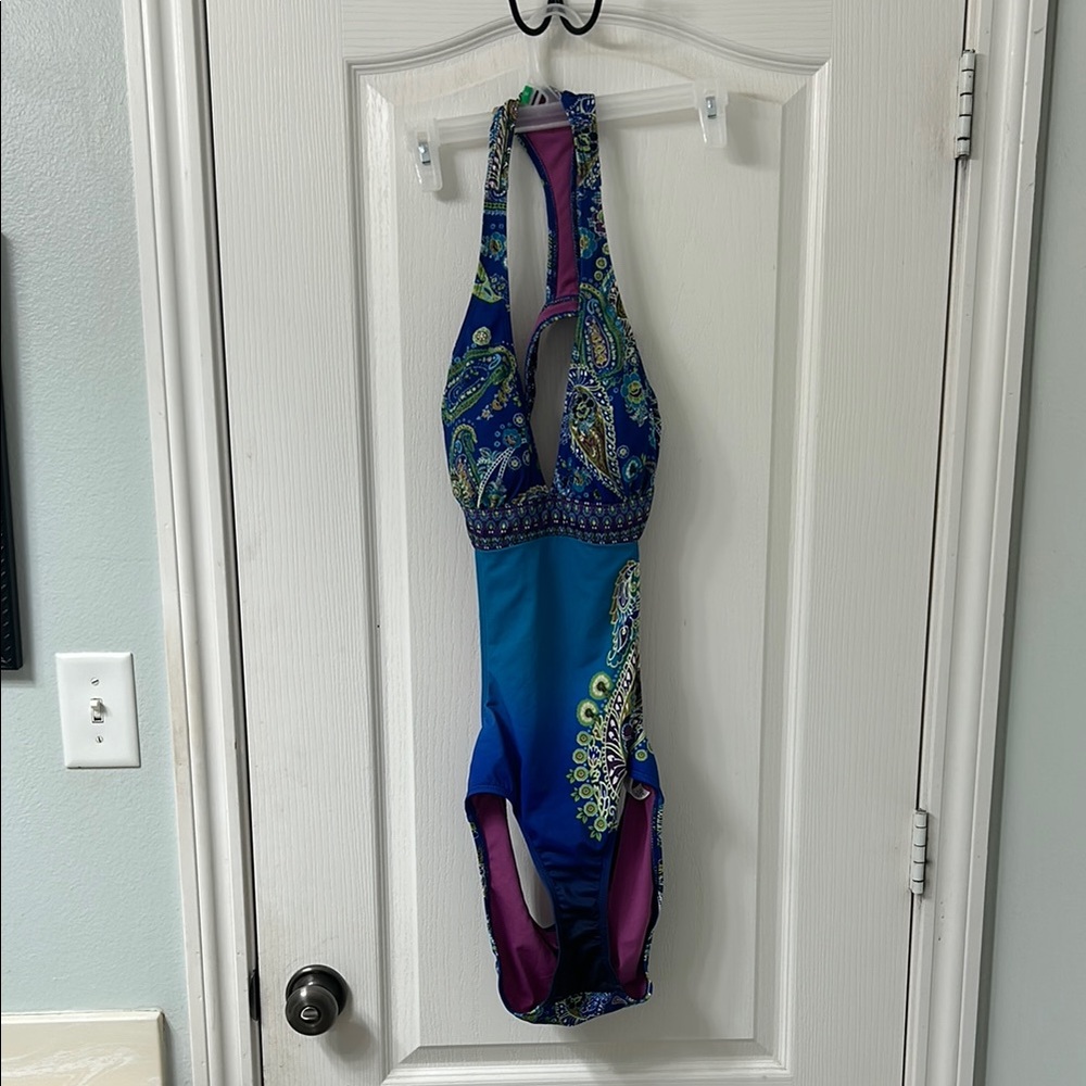 Athleta Blue and Purple One-Piece Swimsuit